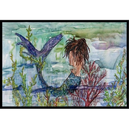 Jensendistributionservices Brunette Mermaid Coral Fantasy Indoor or Outdoor Mat, 24 x 36 in. MI2557808